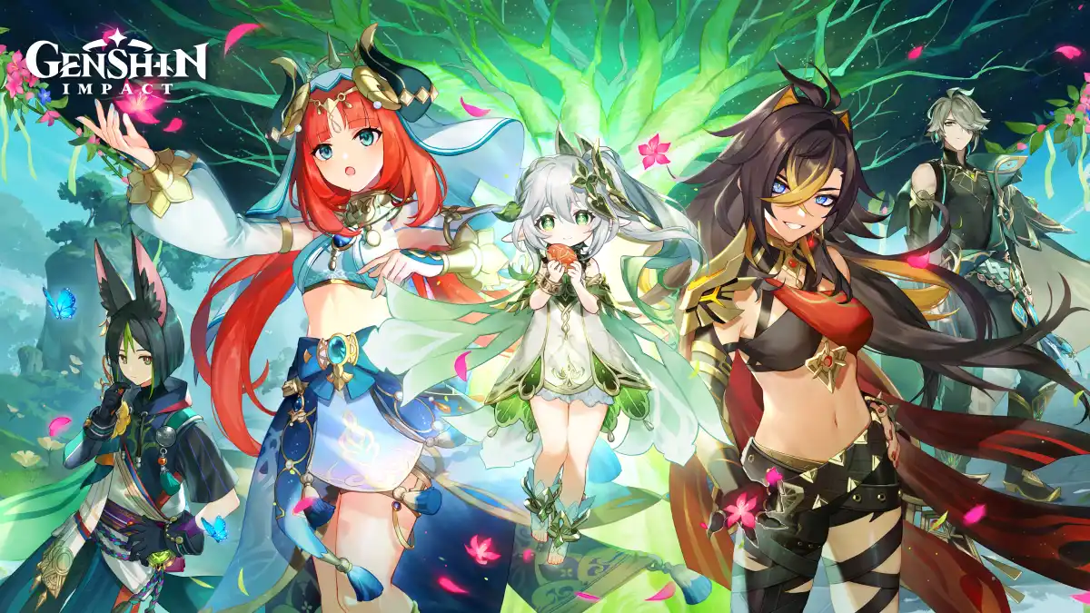 Vários personagens do jogo Genshin Impact