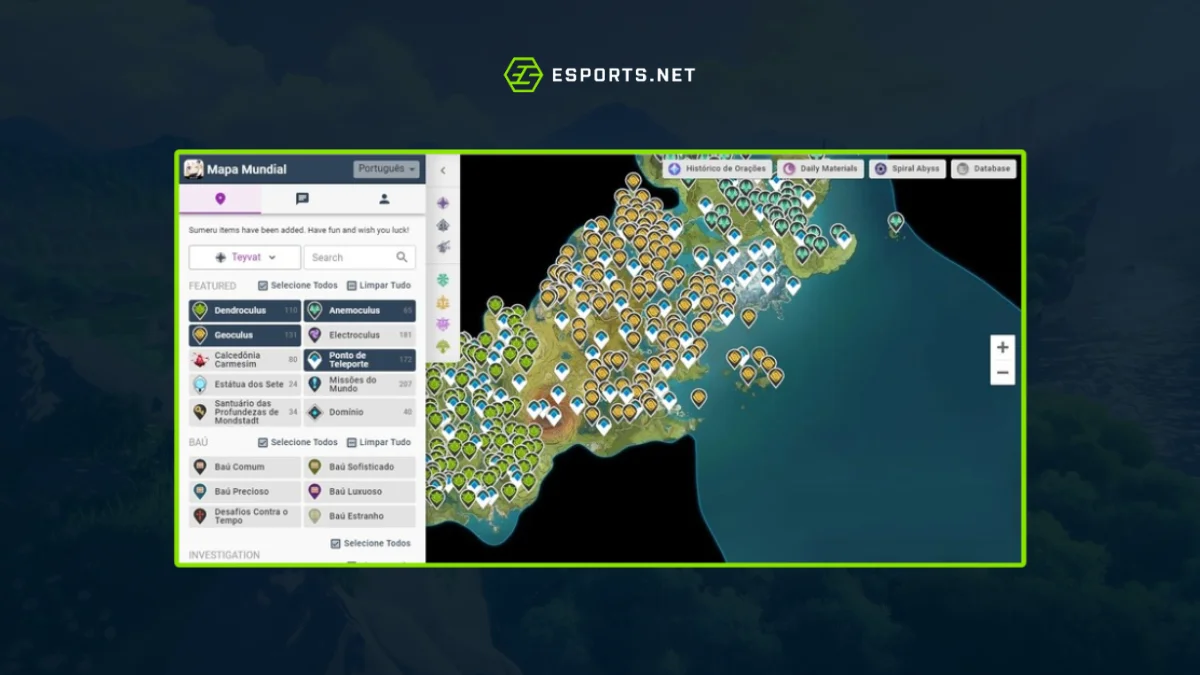 Mapa interativo do Genshin Impact