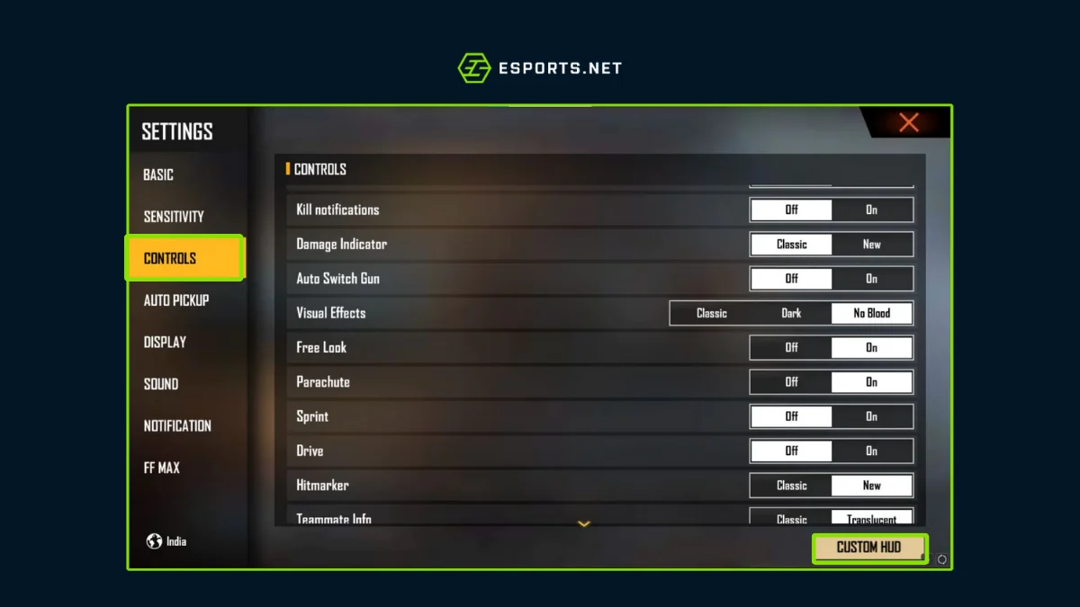 como configurar hud do free fire