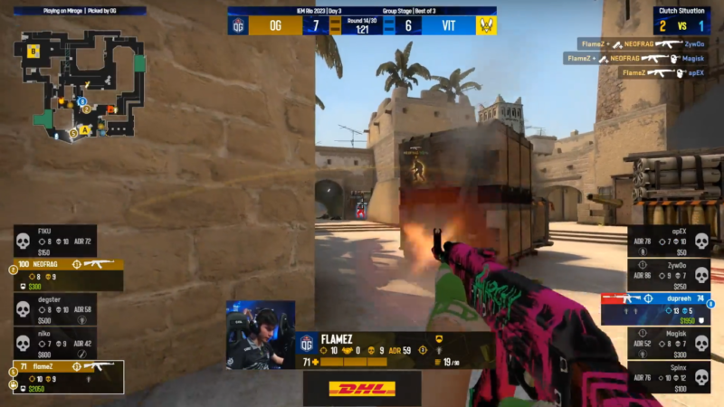 Highlight anotado na partida entre OG e Vitality.