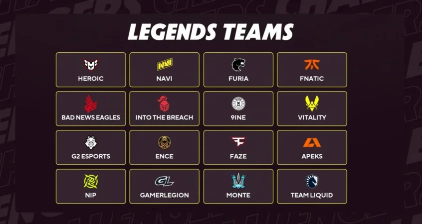 Equipes da Fase Legends do BLAST.tv Paris Major 2023!