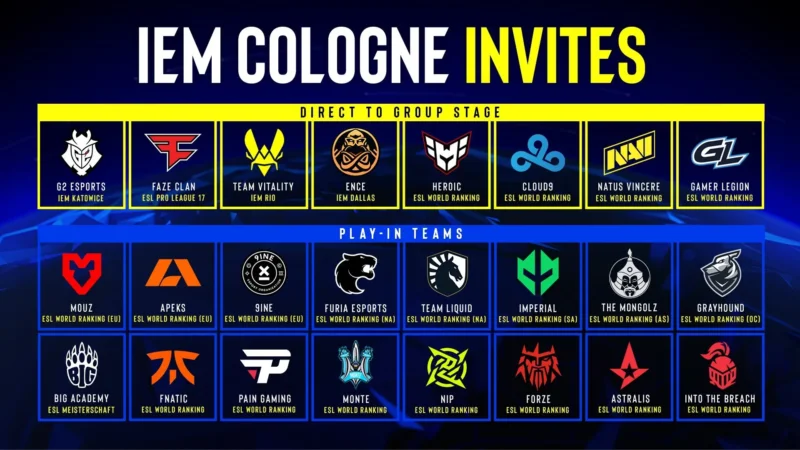 Serão 16 equipes no play-in do IEM Cologne