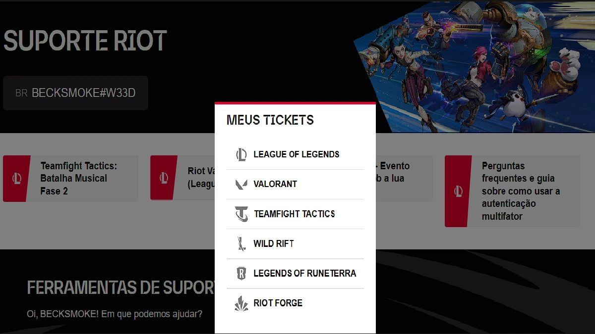 enviar o ticket riot games
