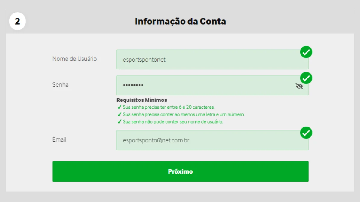 dados da conta betway