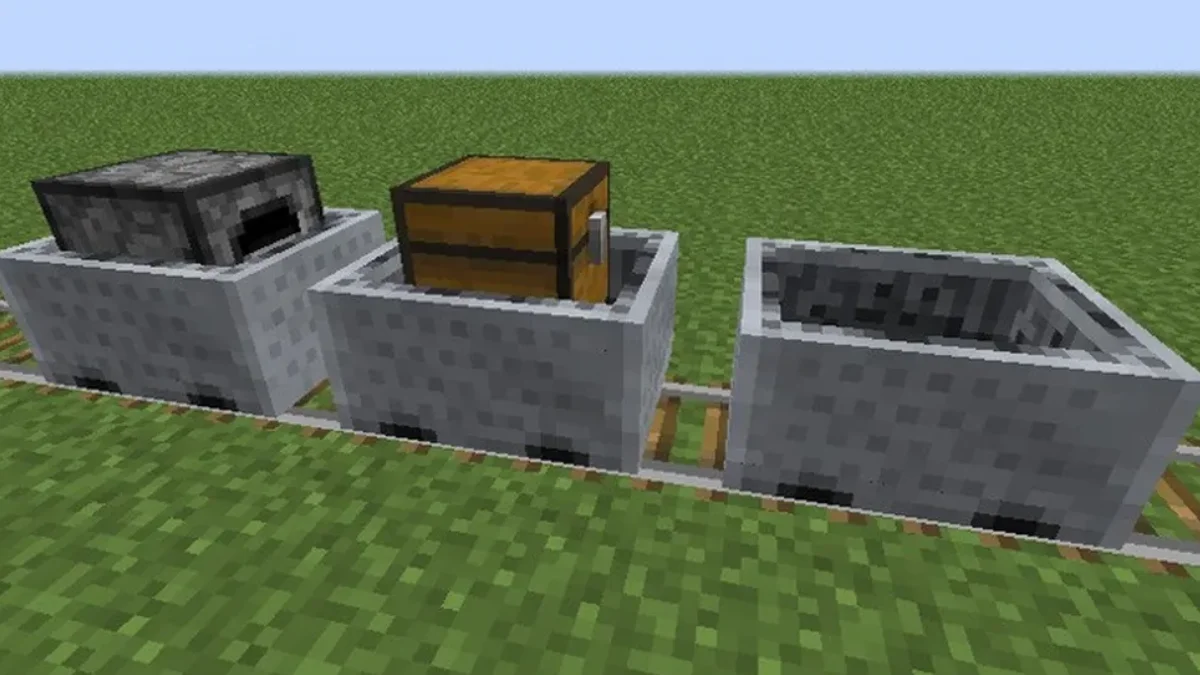 imagem de trem com trilhos no minecraft