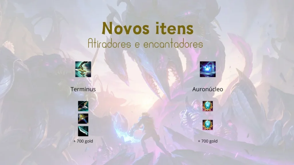 O novo item de Atirador e o novo de Encantador, junto das suas receitas