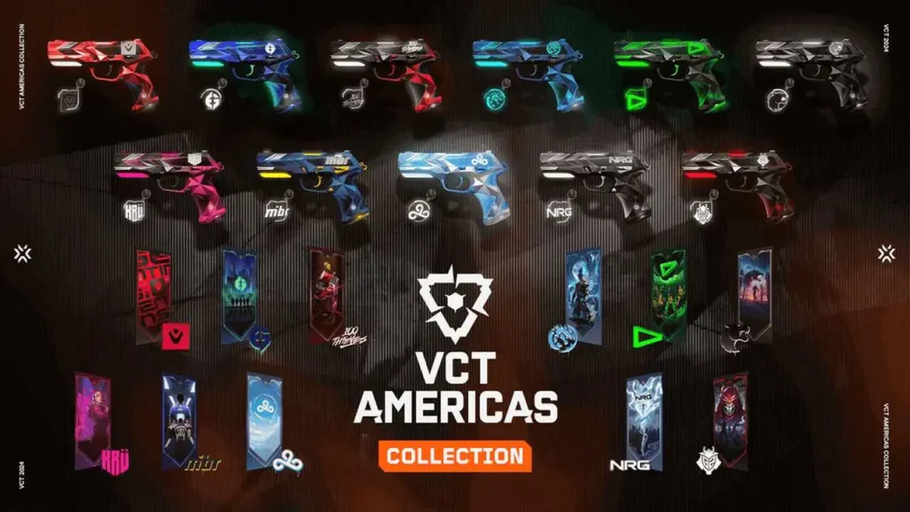 As skins e cards das equipes do VCT Américas