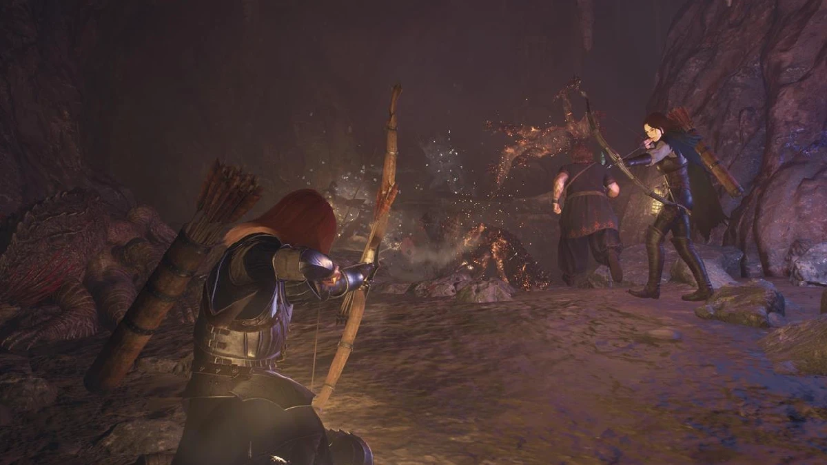 Luta na caverna em Dragon's Dogma 2