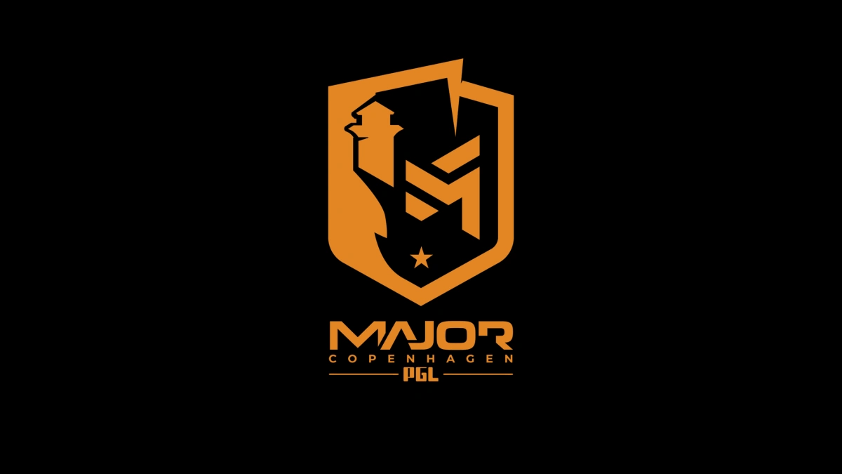 Logo do PGL Major Copenhagen 2024 em laranja com fundo preto