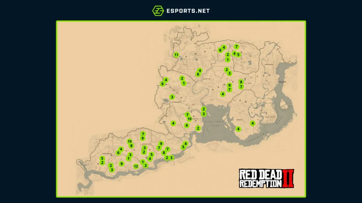 Mapa dos Cavalos Red Dead Redemption 2