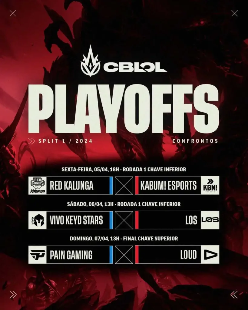 Agenda dos confrontos dos playoffs do CBLOL 2024