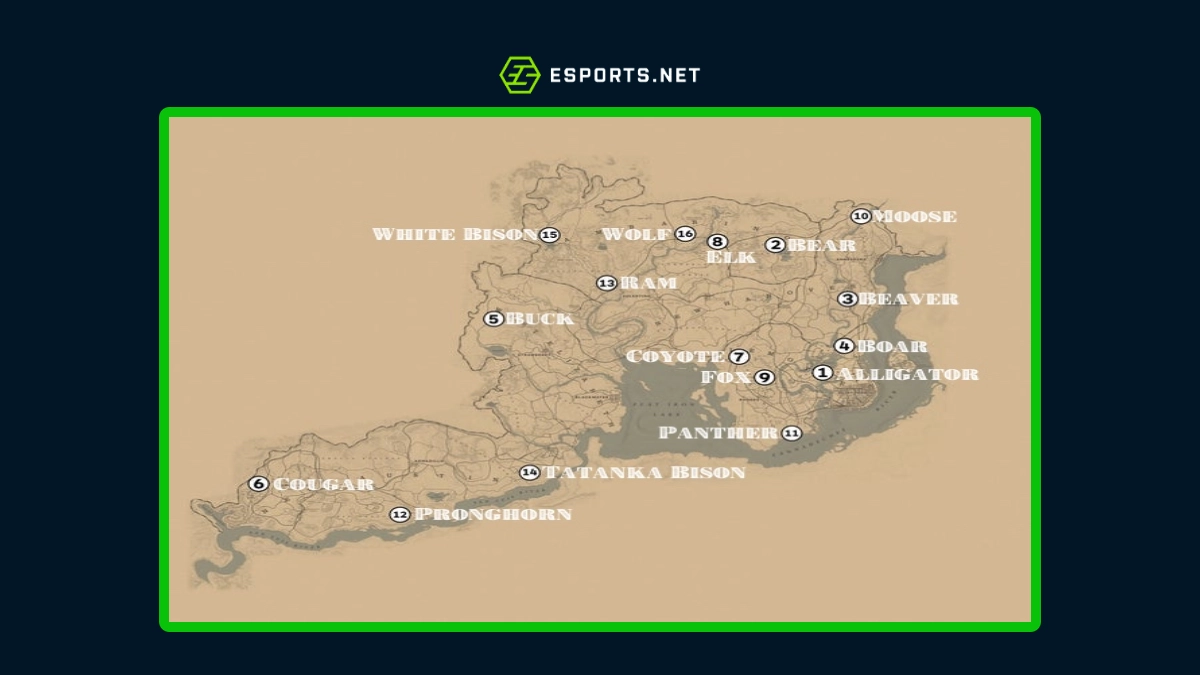 animais lendarios red dead redemption 2