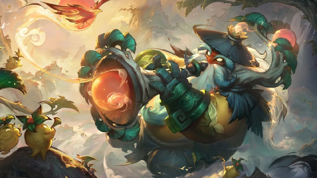 Campeão Bardo com a skin Pergaminhos de Shan Hai