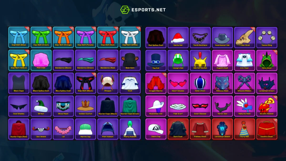 Todos os acessórios Blox Fruits