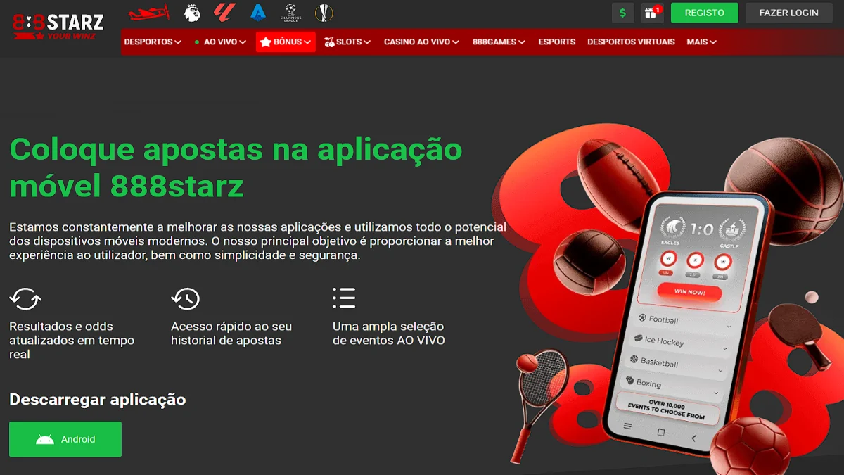 App mobile da 888Starz Apostas