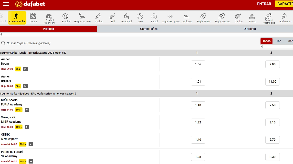 Análise Dafabet Apostas - Mercados e Odds