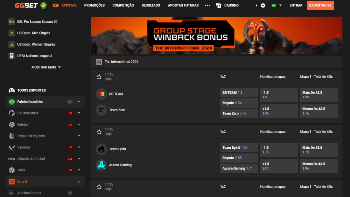 Melhores Odds Dota 2