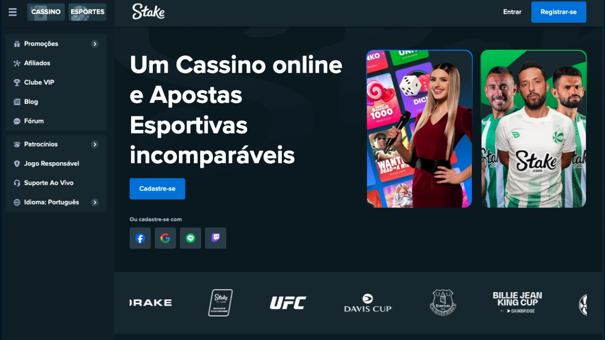 Página principal da Stake.com