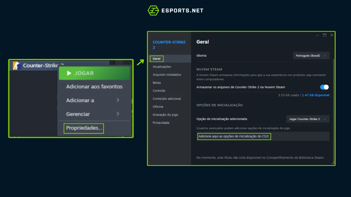 Melhores opções de inicialização do CS2