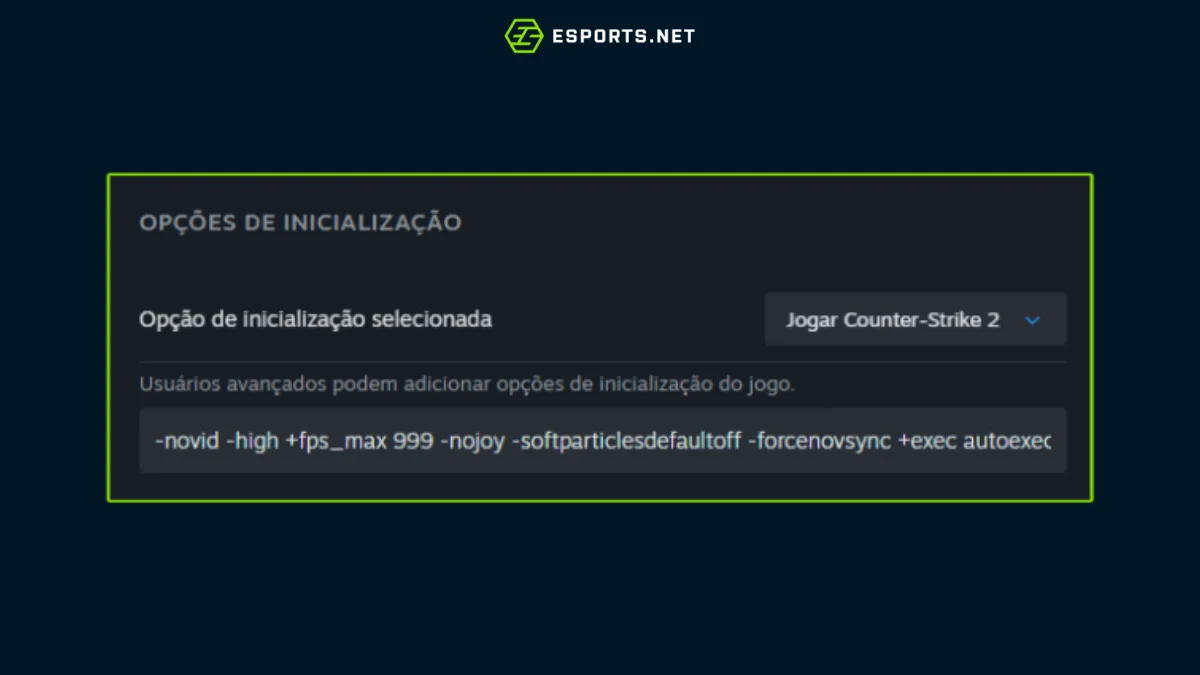 Melhores opções de inicialização do CS2