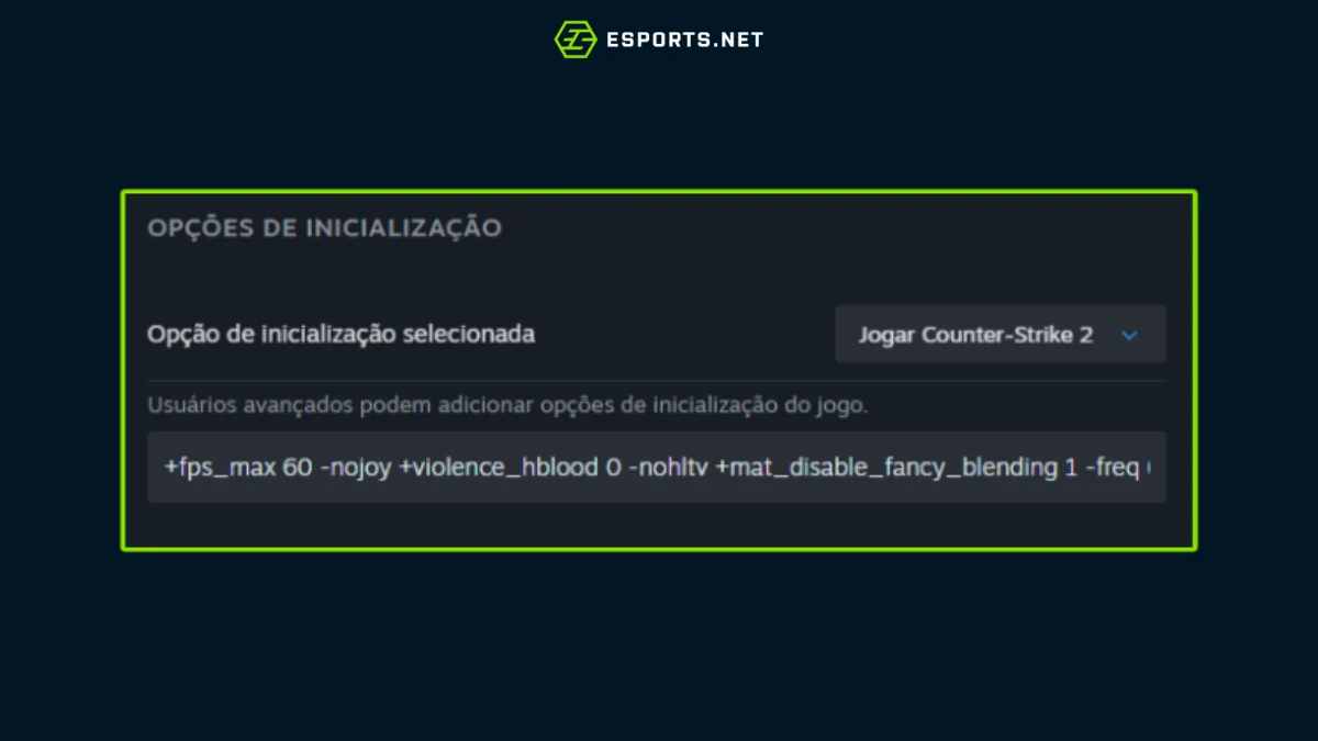 Melhores opções de inicialização do CS2