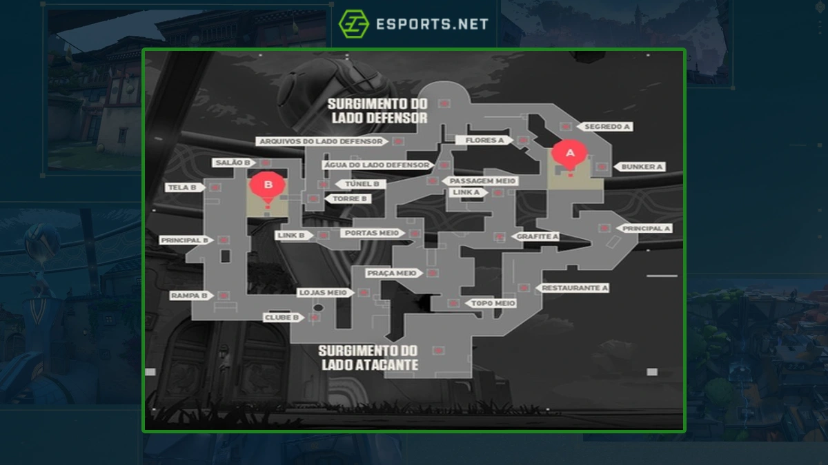 Posições no mapa do VALORANT - Pearl