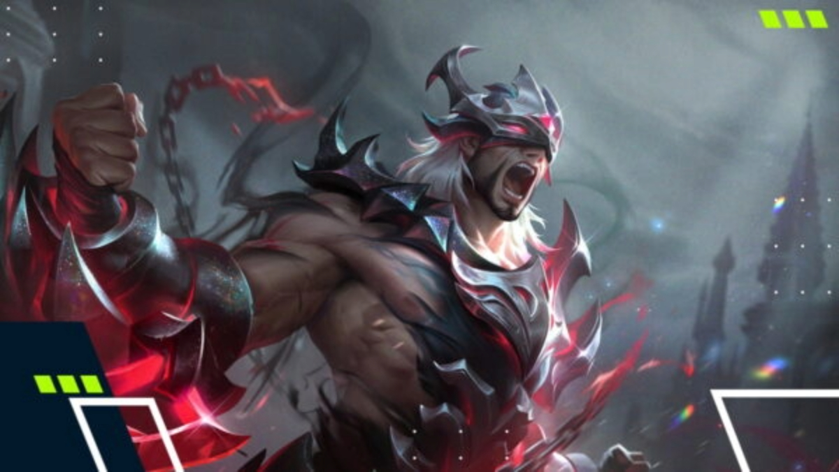 Pantheon libera sua fúria cósmica com a skin Dark Star do League of Legends.