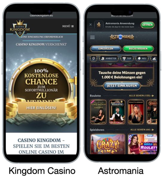 Kingdom Casino vs Astromania Casino Vergleich