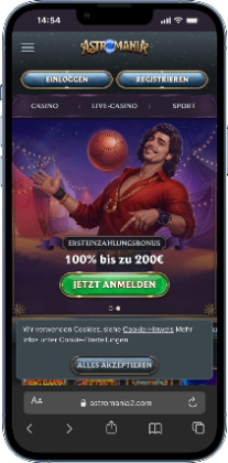 Astromania Casino Homepage