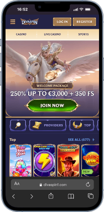 DivaSpin Casino Homepage