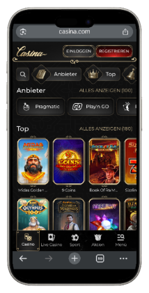 Spielauswahl bei Casina