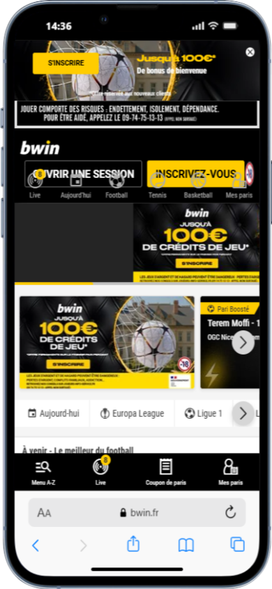 bonus de bienvenue bwin : jusqu'à 100 euros de crédits de jeu à gagner