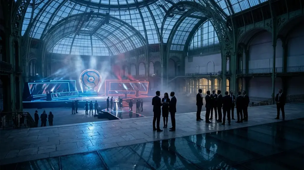 Esports World Cup finale in Paris combining arena spectacle with diplomatic ceremony