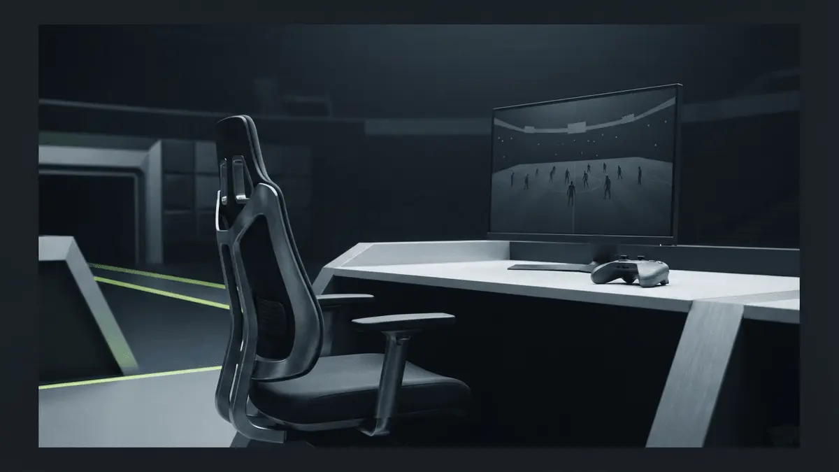 Empty esports football gaming station symbolizing Ilian’s departure and an open EA SPORTS FC transfer market