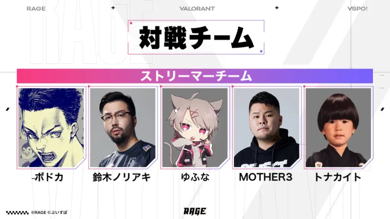 RAGE Valorant feat.VSPO ストリーマーチーム