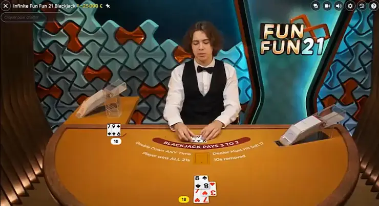 ライブカジノゲーム インフィニットファンファン21ブラックジャック