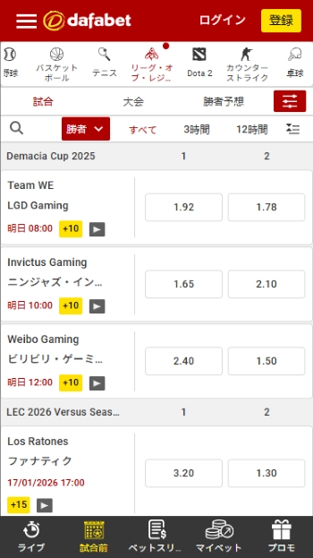 ダファベット LoL賭け