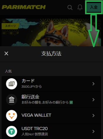 ブックメーカーへ入金