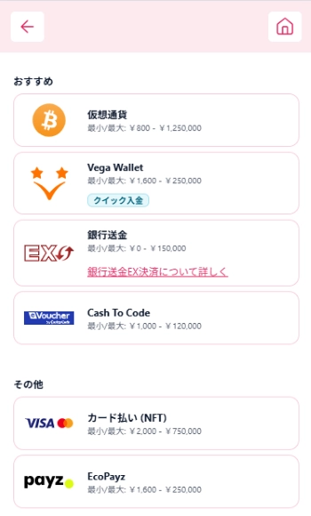 ミスティーノ Payz 決済