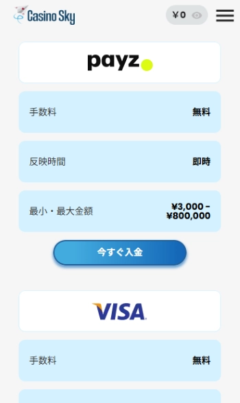 カジノスカイ ぺイズ決済