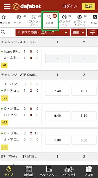 ブックメーカーでのテニスの賭け方 – ベッティングの手順 3