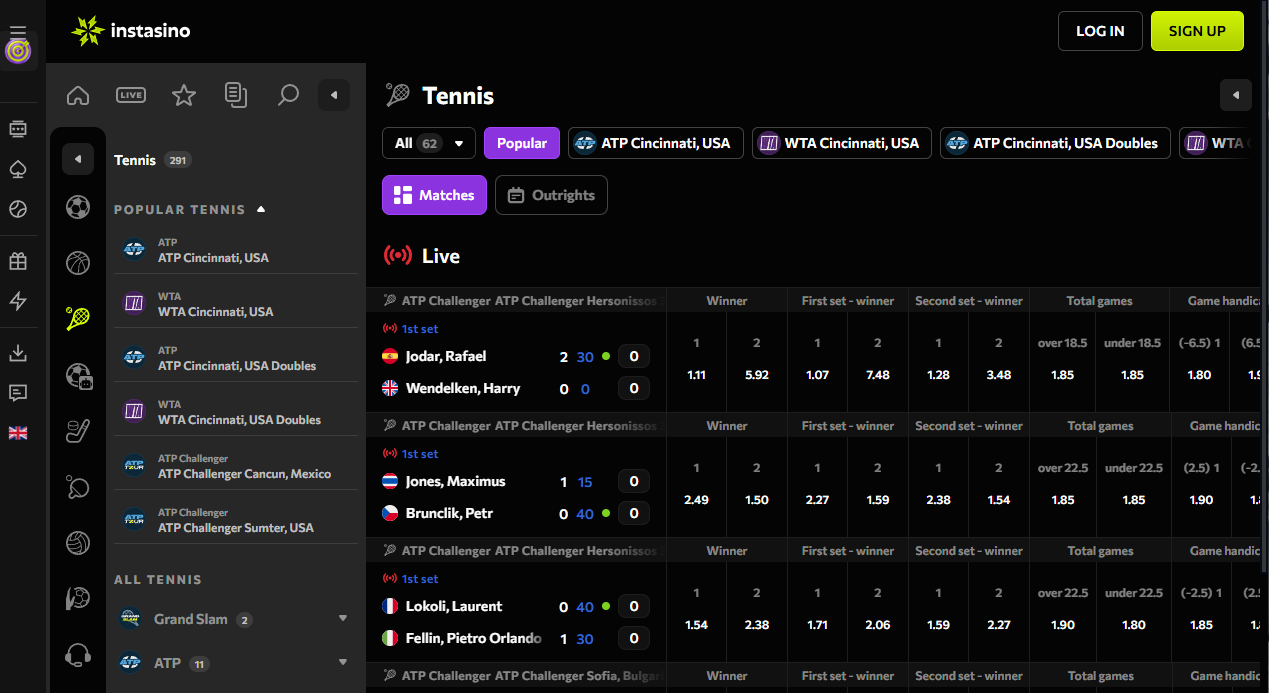 instasino beste bookmaker bonus
