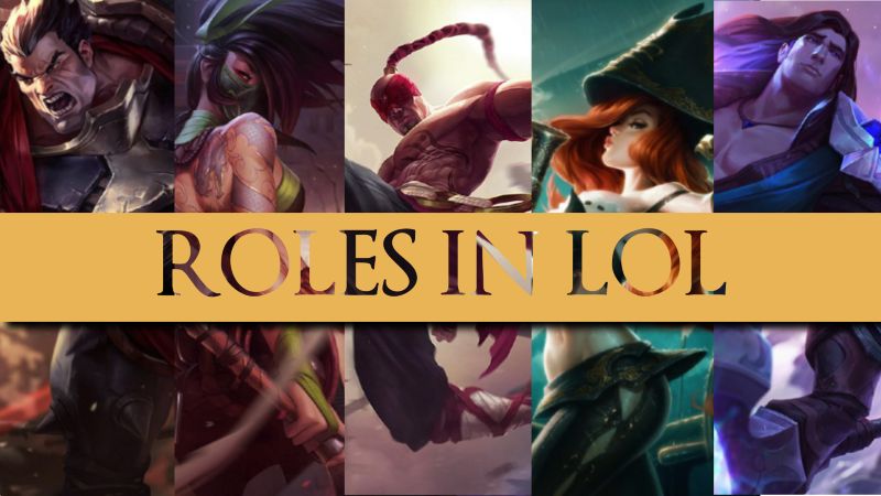 League of Legends roles overzicht met top, jungle, mid, ADC en support.