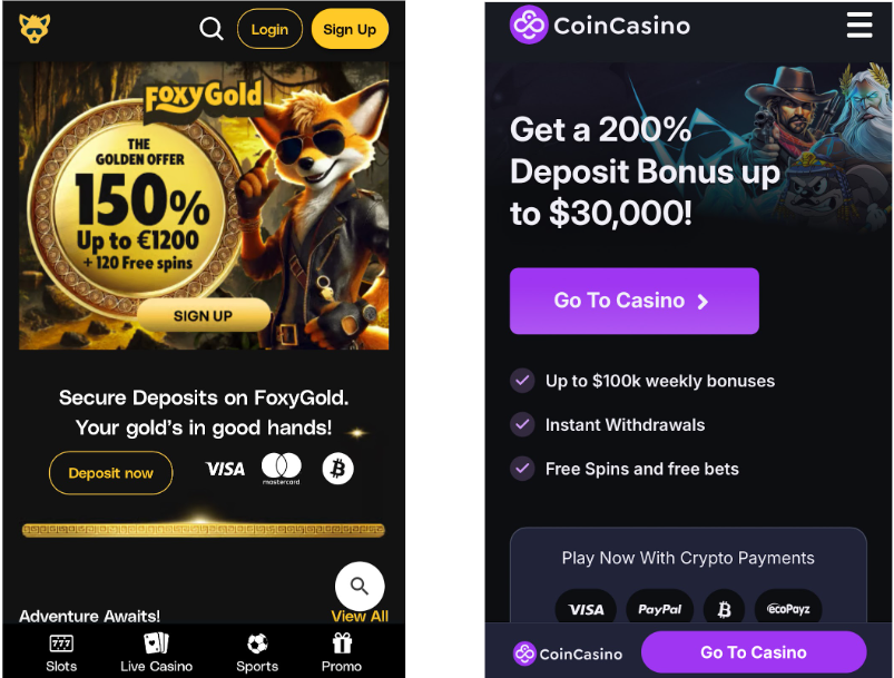 foxygold vs coincasino