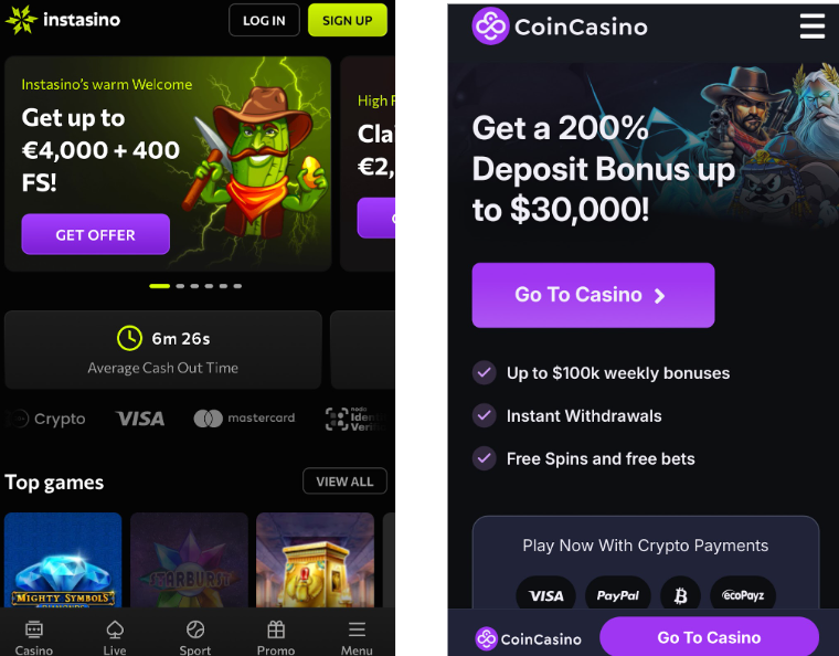 instasino vs coincasino