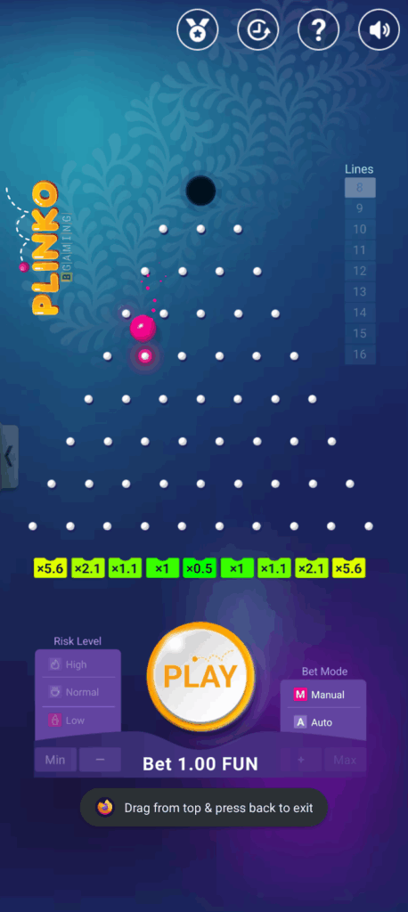 Inzetten bij Plinko in het casino