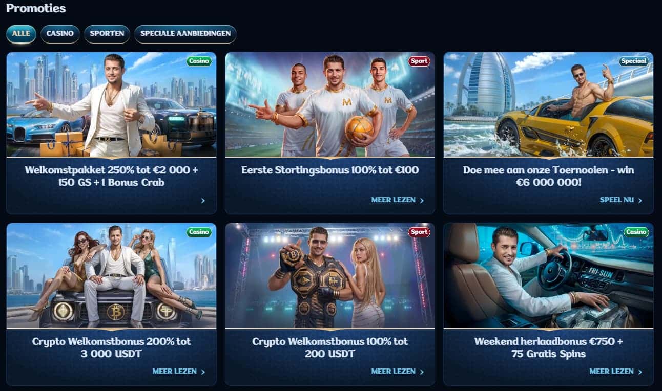 Millioner Casino promotie welkomstbonus tot €2000 en 150 gratis spins