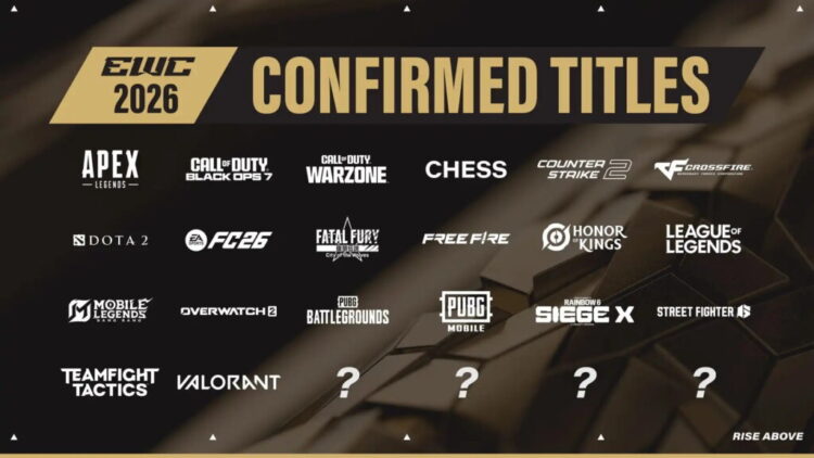 Overzicht van games en teams op de Esports World Cup 2026.