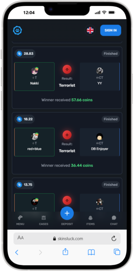 coinflip is een snel en populair spel op skinsluck