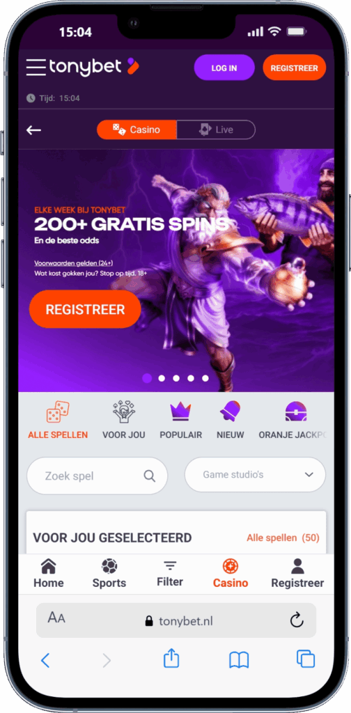 TonyBet app overzicht